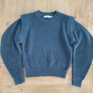 Gray/green Crew Neck Sweater with Ribbed Texture size medium